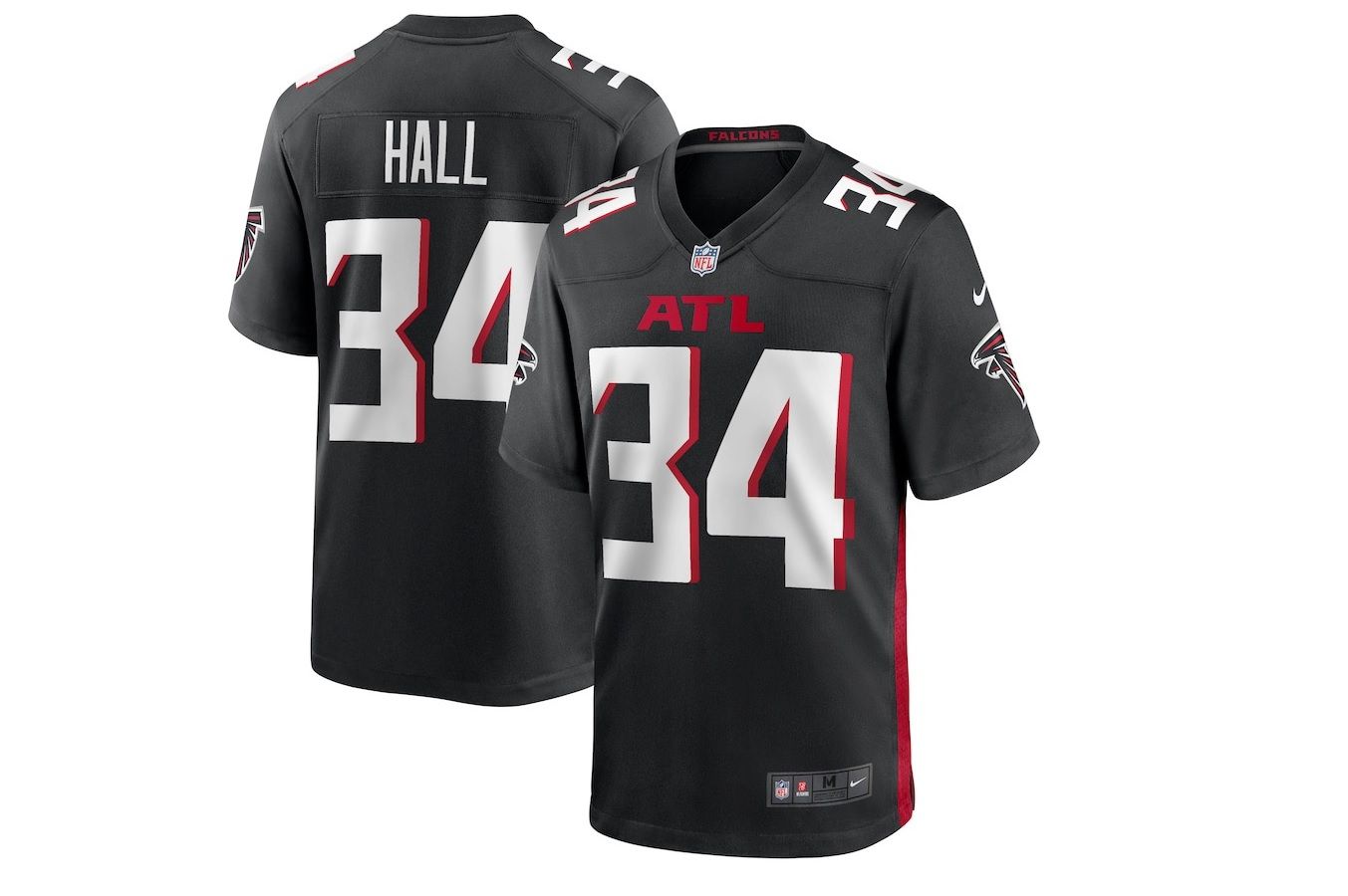 Men Atlanta Falcons #34 Darren Hall Nike Black Game NFL Jersey